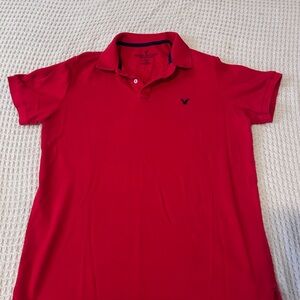 American Eagle Outfitters Red Polo with Navy Accent
